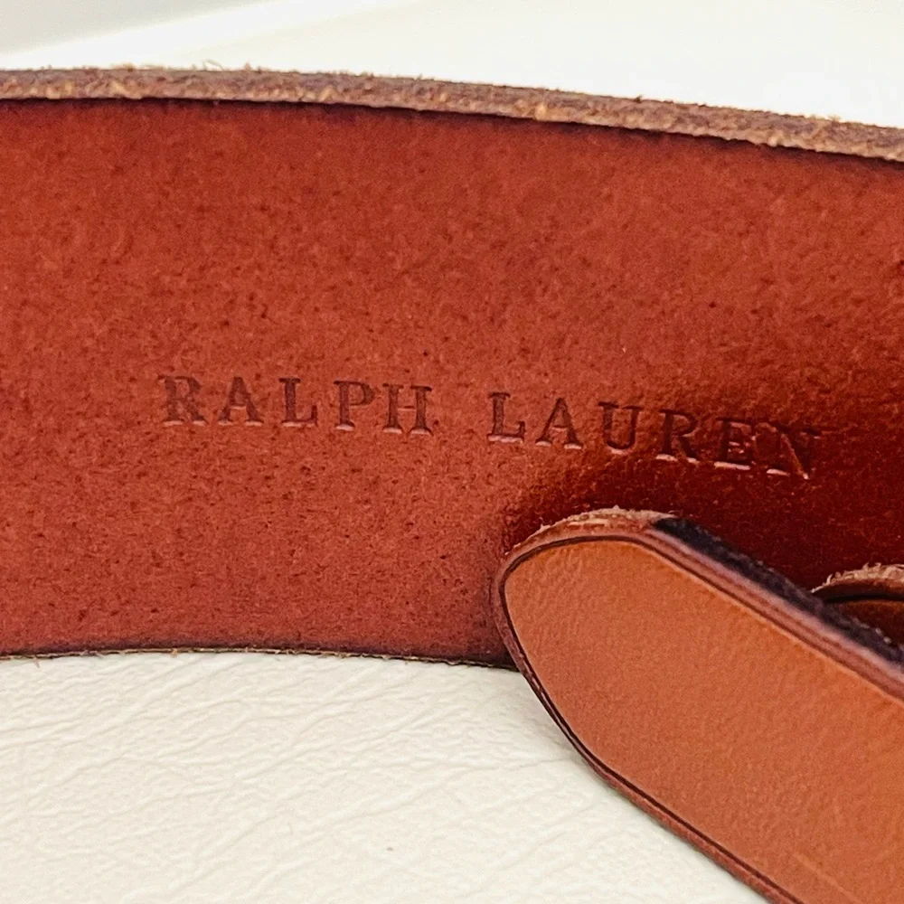 Ralph Lauren Brown Leather Belt with Silver Buckle - Picture 4 of 6